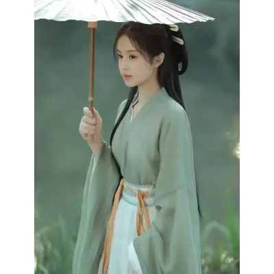 汉服女款古装女2024新款秋季成人魏晋风襦裙舞蹈上班穿广袖流仙裙