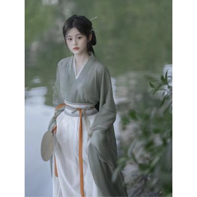棠临阁汉服古装女超仙飘逸日常通勤上班可穿魏晋风交领襦裙连衣裙