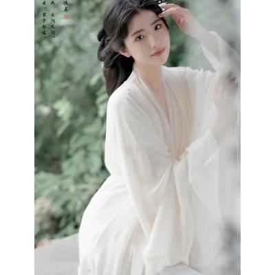 神明少女汉服女白色魏晋风古装超仙气飘逸古风神话舞蹈古典演出服