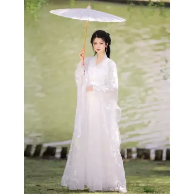 白色汉服女古装2024新款改良超仙气小个子广袖流仙裙古风成人秋季