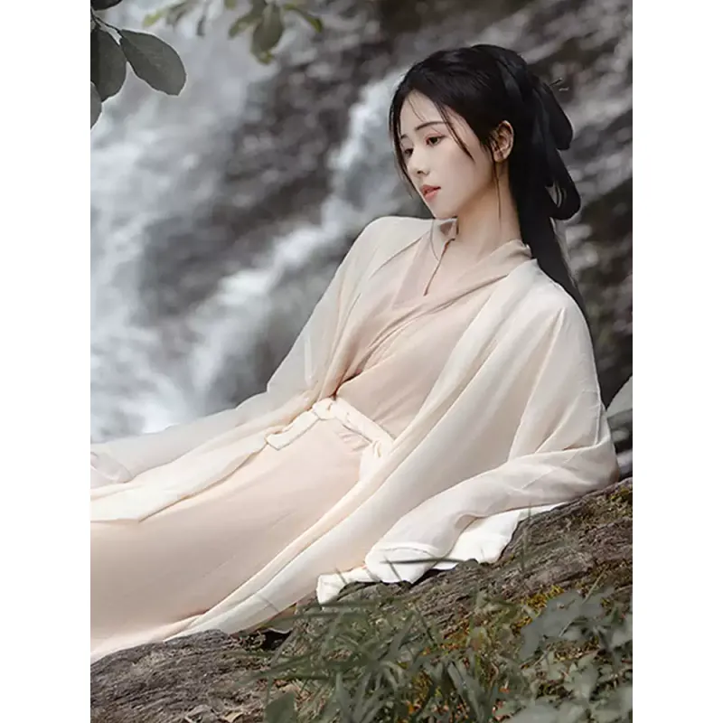 改良古装汉服女装秋季魏晋风超仙古风直裾上班穿广袖流仙裙汉元素