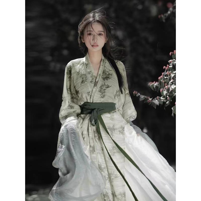 棠临阁汉服古装女水墨中国风飘逸超仙交领襦裙全套日常可穿小个子