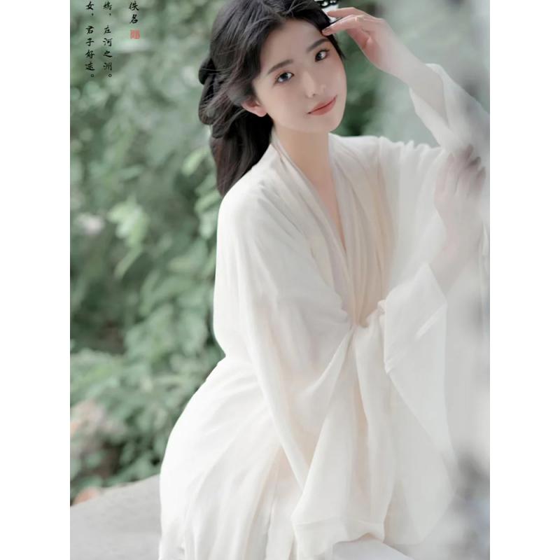 神明少女汉服女白色魏晋风古装超仙气飘逸古风神话舞蹈古典演出服