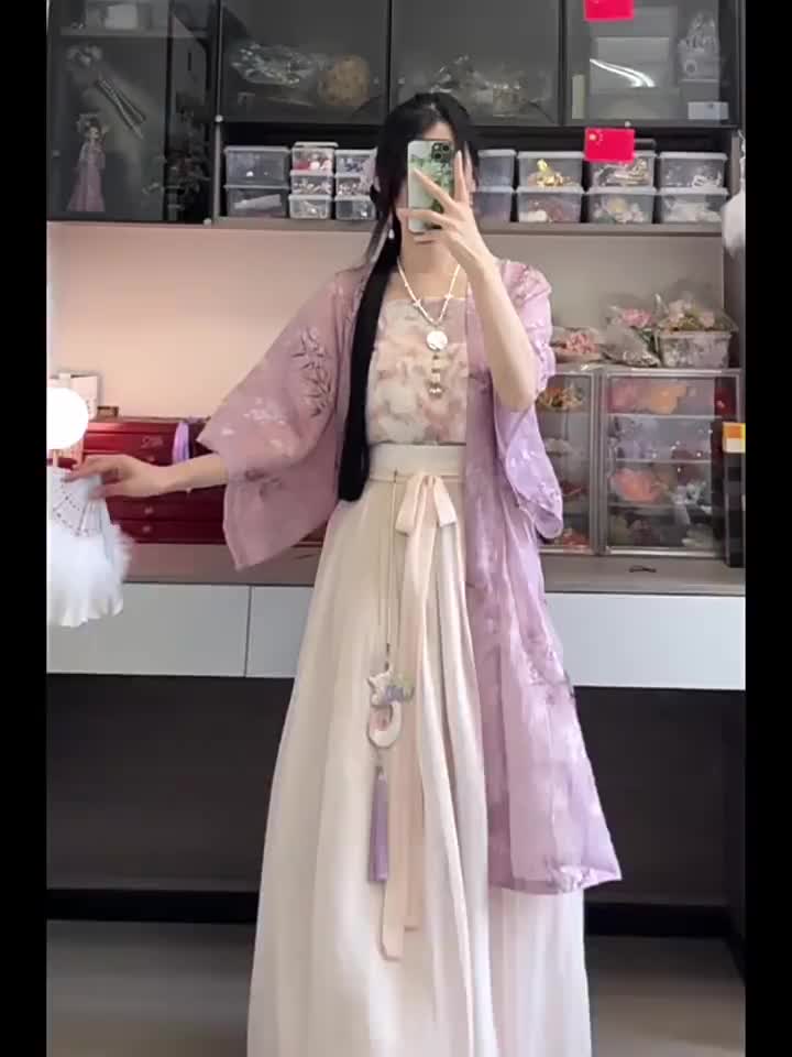 素羽华裳初恋 改良宋制汉服女日常通勤长干寺天丝褙子春夏季新款