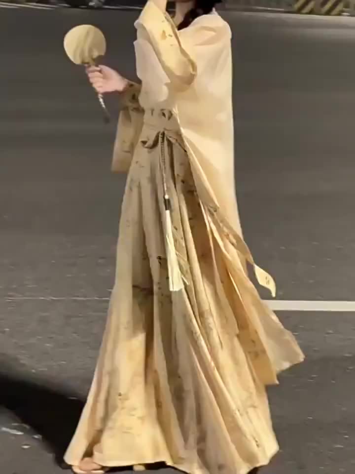 【现货】新款宋制汉服女新中式长干寺破裙日常套装女清冷感穿搭夏