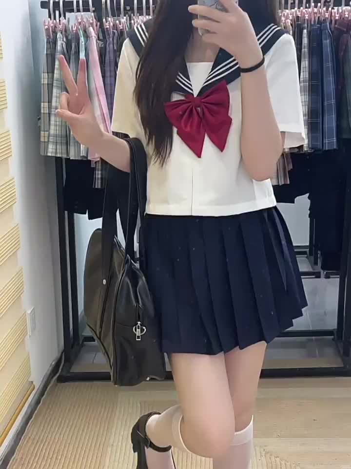 水手服jk制服裙原创正版白三本基础款日系学院风秋季短裙子套装女