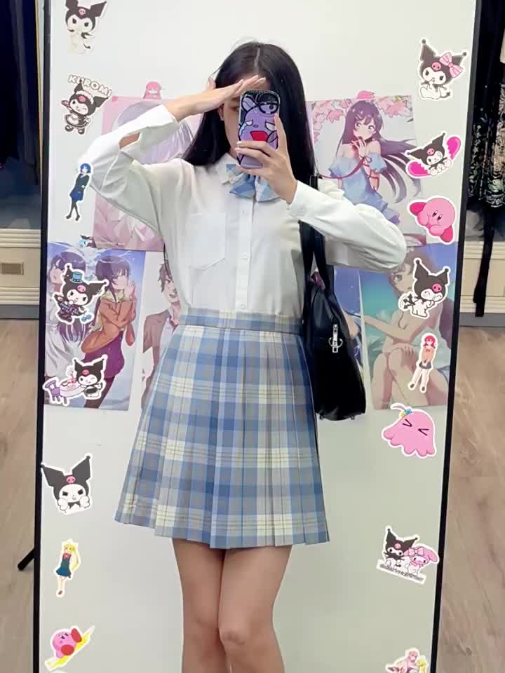 jk制服套装原创冰淇淋格裙正版秋季学院风校供百褶裙半身裙裙子女