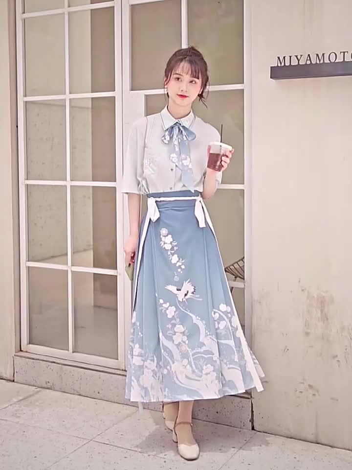 汉服女冬季超仙飘逸广袖流仙裙交领齐腰襦裙魏晋风神明少女古装秋
